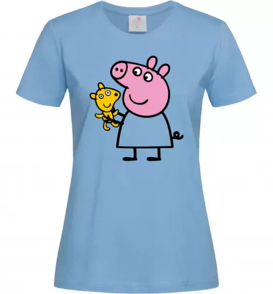 Жіноча футболка Пеппа і мишка Блакитний фото