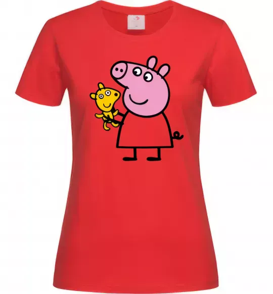 Жіноча футболка Пеппа і мишка Червоний фото