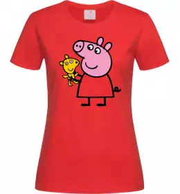 Женская футболка Пеппа і мишка Красный фото