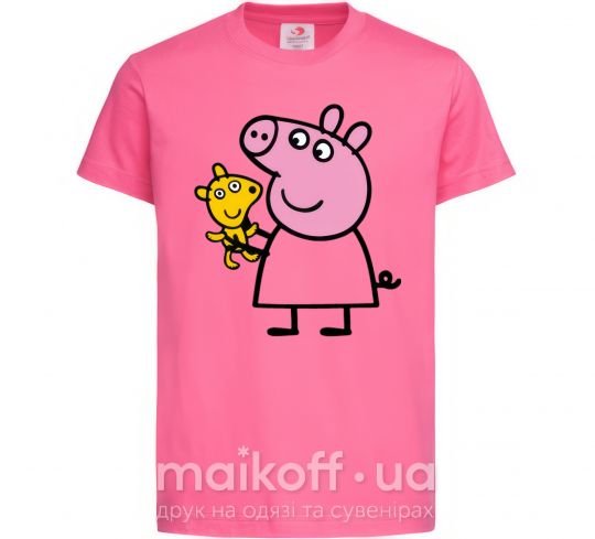 Дитяча футболка Пеппа и мишка Яскраво-рожевий фото
