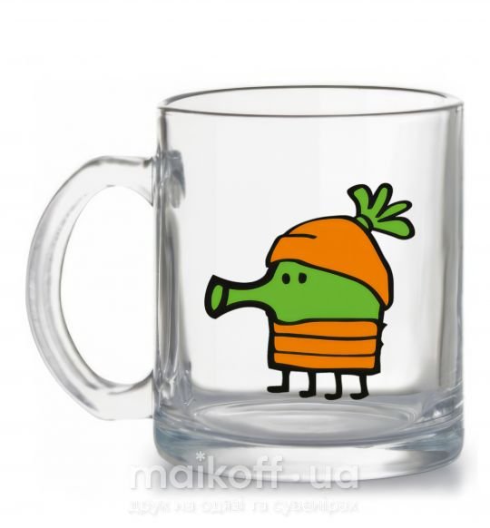 Чашка стеклянная Doodle jumр морковка Прозрачный фото