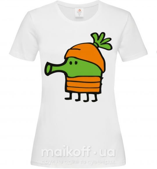 Жіноча футболка Doodle jumр морковка Білий фото