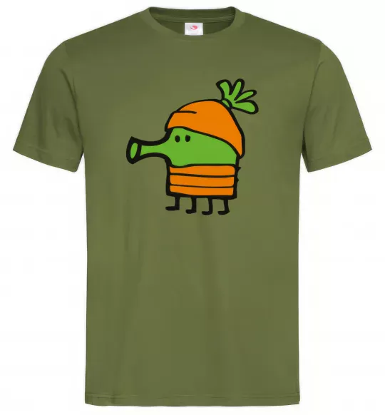 Мужская футболка Doodle jumр морквина Оливковый фото