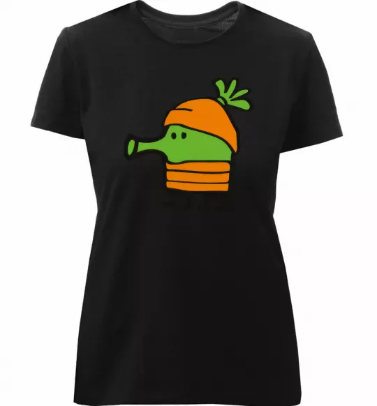 Женская премиум футболка Doodle jumр морквина Черный фото