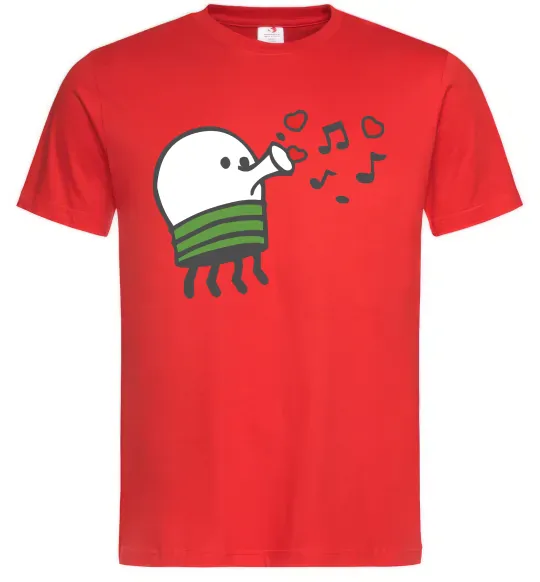 Мужская футболка Doodle jumр сердечки Красный фото