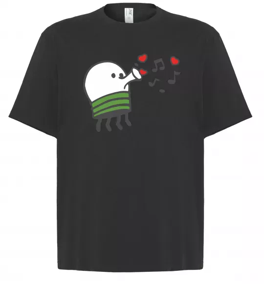 Футболка Оверсайз Doodle jumр сердечки Черный фото