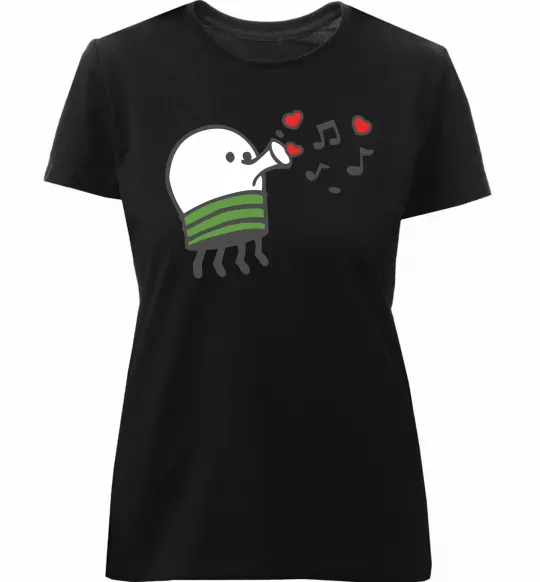 Жіноча преміум футболка Doodle jumр сердечки Чорний фото