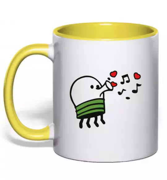 Чашка з кольоровою ручкою Doodle jumр сердечки Сонячно жовтий фото