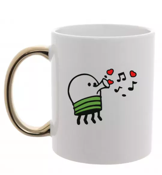 Чашка з кольоровою ручкою Doodle jumр сердечки Золото фото