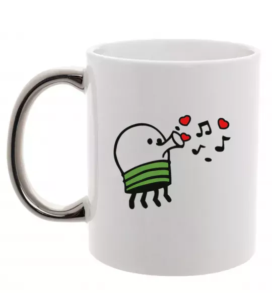 Чашка з кольоровою ручкою Doodle jumр сердечки Срібло фото