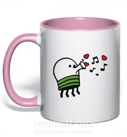 Чашка с цветной ручкой Doodle jumр сердечки Нежно розовый фото