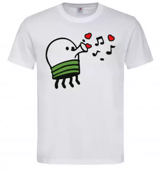 Мужская футболка Doodle jumр сердечки Белый фото