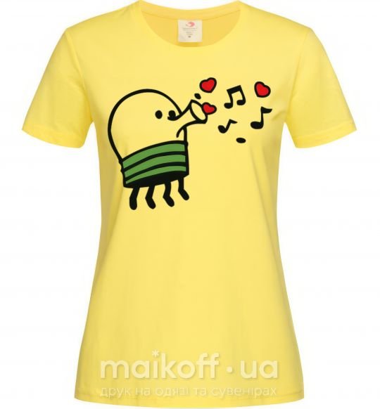 Женская футболка Doodle jumр сердечки Лимонный фото