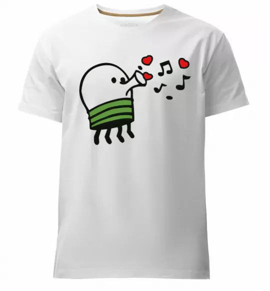 Мужская премиум футболка Doodle jumр сердечки Белый фото