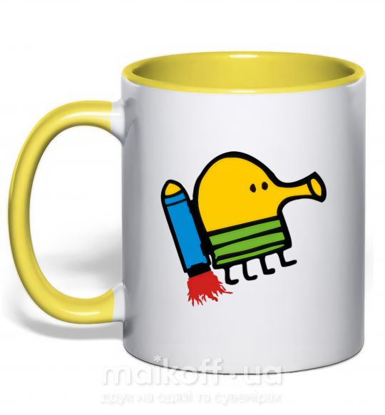 Чашка з кольоровою ручкою Doodle jumр ракета Сонячно жовтий фото