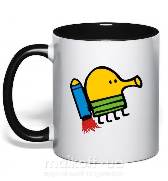 Чашка с цветной ручкой Doodle jumр ракета Черный фото