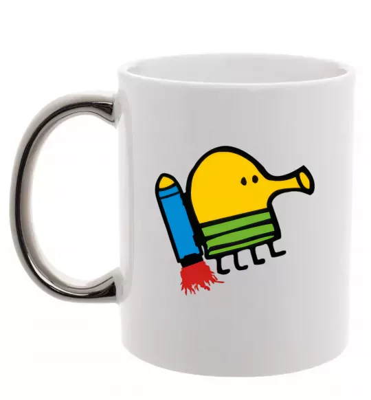 Чашка с цветной ручкой Doodle jumр ракета Серебро фото