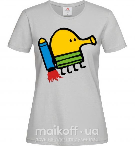 Жіноча футболка Doodle jumр ракета Сірий фото