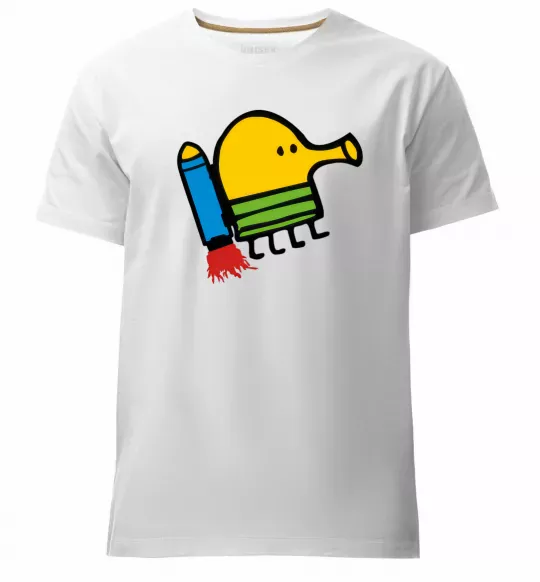 Чоловіча преміум футболка Doodle jumр ракета Білий фото