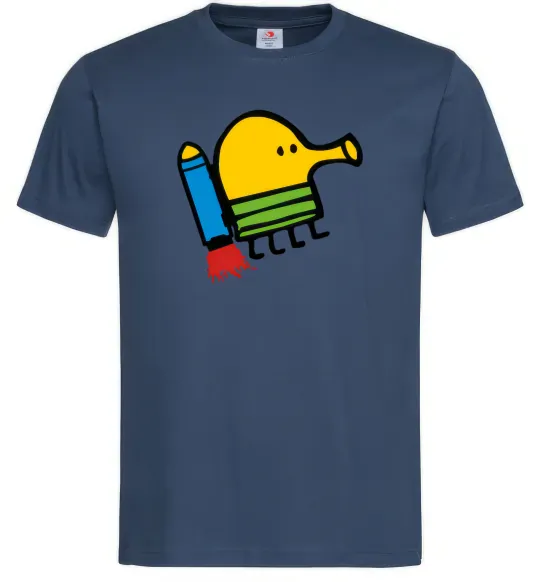 Мужская футболка Doodle jumр ракета Темно-синий фото