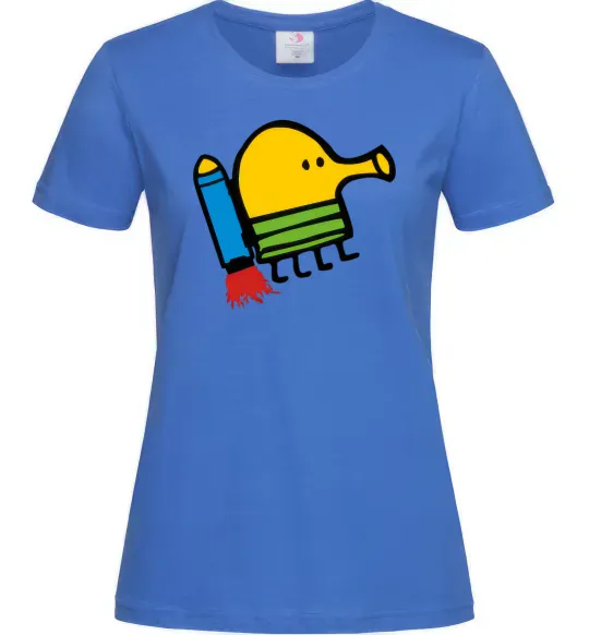 Женская футболка Doodle jumр ракета Ярко-синий фото