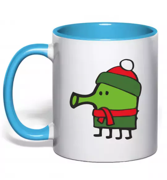 Чашка с цветной ручкой Doodle jumр Новий рік Голубой фото