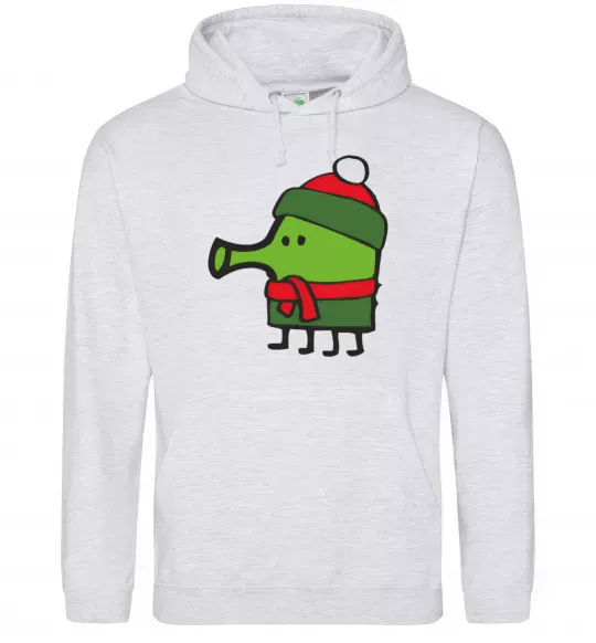 Чоловіча толстовка (худі) Doodle jumр Новий рік Сірий меланж фото