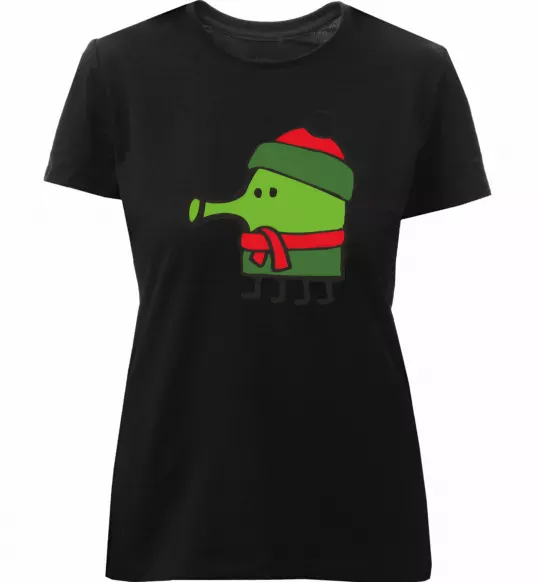 Жіноча преміум футболка Doodle jumр Новий рік Чорний фото