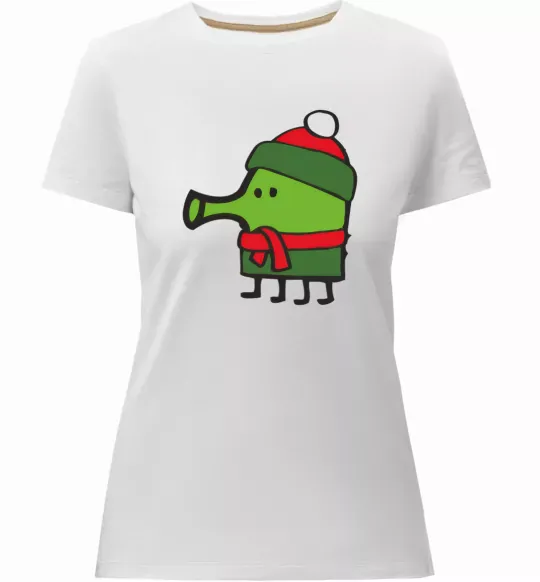 Жіноча преміум футболка Doodle jumр Новий рік Білий фото