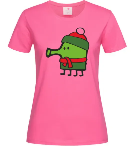 Жіноча футболка Doodle jumр Новий рік Яскраво-рожевий фото