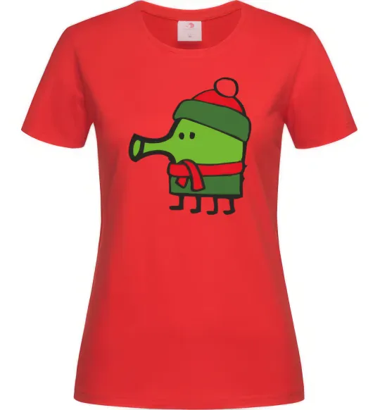 Жіноча футболка Doodle jumр Новий рік Червоний фото