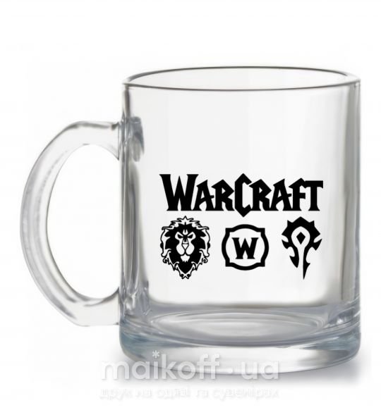 Чашка стеклянная Warcraft symbols Прозрачный фото