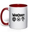 Чашка з кольоровою ручкою Warcraft symbols Червоний фото