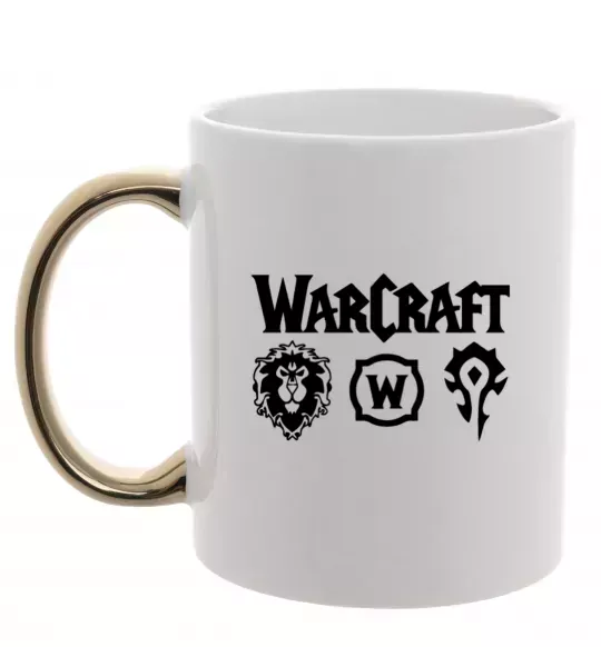 Чашка з кольоровою ручкою Warcraft symbols Золото фото