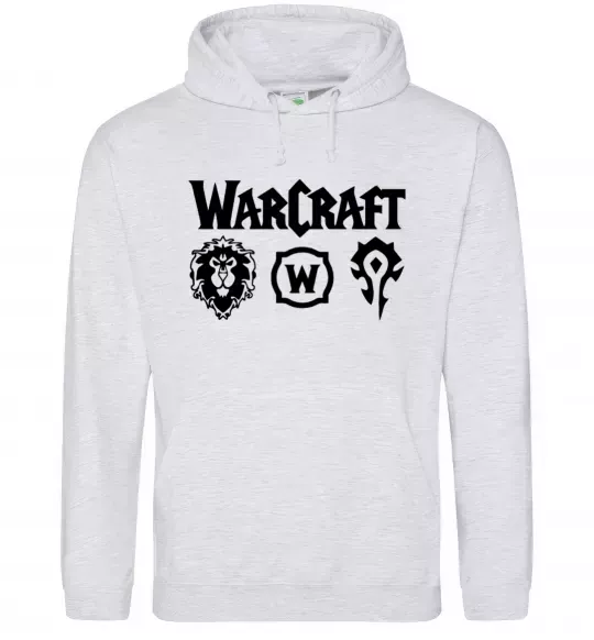 Мужская толстовка (худи) Warcraft symbols Серый меланж фото