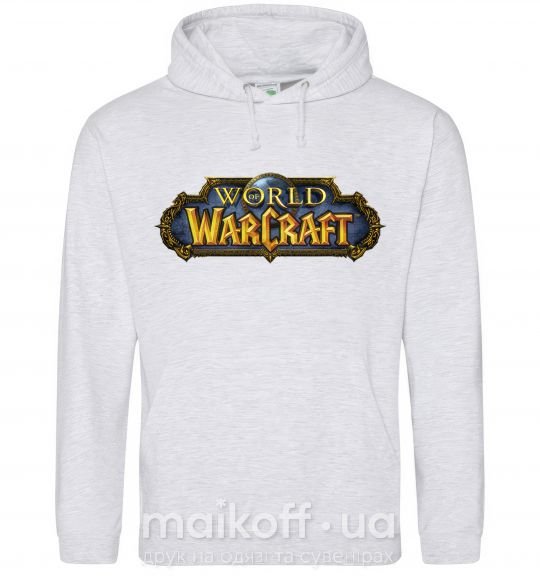 Мужская толстовка (худи) Warcraft color logo Серый меланж фото