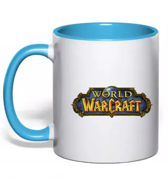 Чашка с цветной ручкой Warcraft color logo Голубой фото
