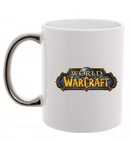 Чашка с цветной ручкой Warcraft color logo Серебро фото