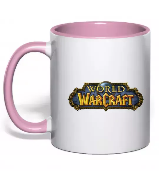 Чашка с цветной ручкой Warcraft color logo Нежно розовый фото