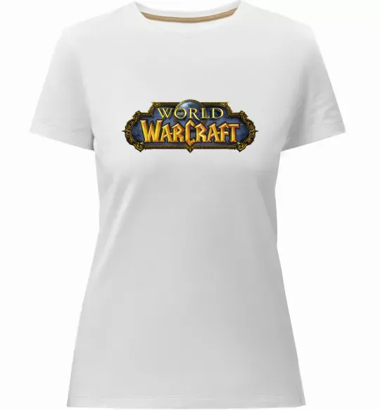 Жіноча преміум футболка Warcraft color logo Білий фото