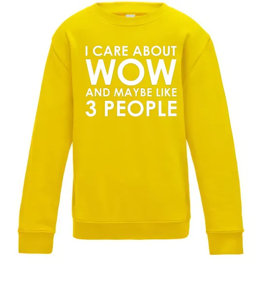 Дитячий світшот I care about WoW Сонячно жовтий фото