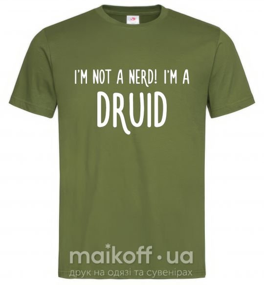 Чоловіча футболка I am not a nerd i am druid Оливковий фото