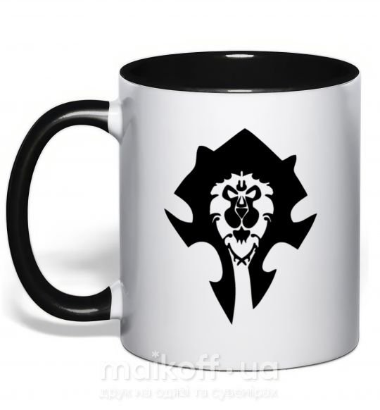 Чашка з кольоровою ручкою The Bifactional Warcraft Symbol Чорний фото