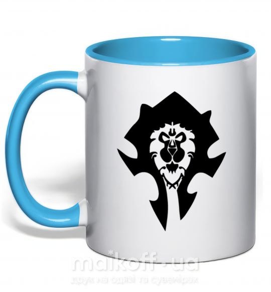 Чашка з кольоровою ручкою The Bifactional Warcraft Symbol Блакитний фото