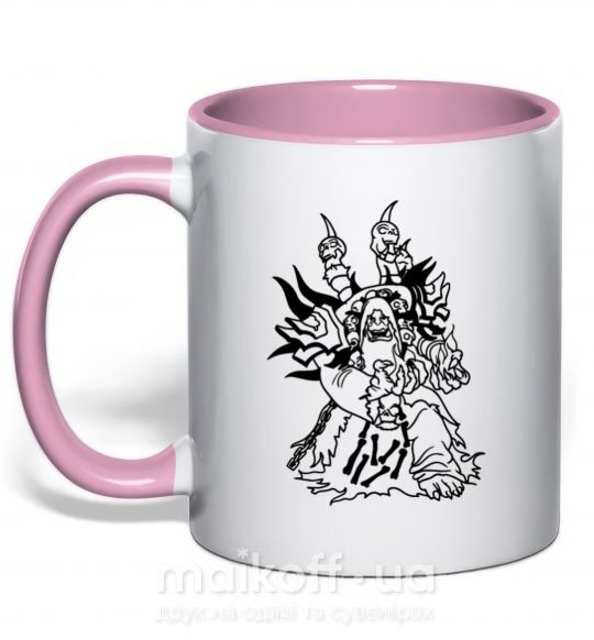Чашка з кольоровою ручкою Guldan Ніжно рожевий фото