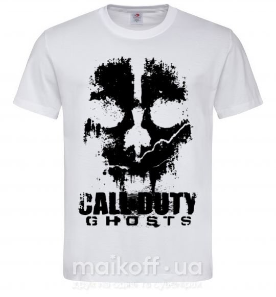 Мужская футболка Call of Duty ghosts with skull Белый фото