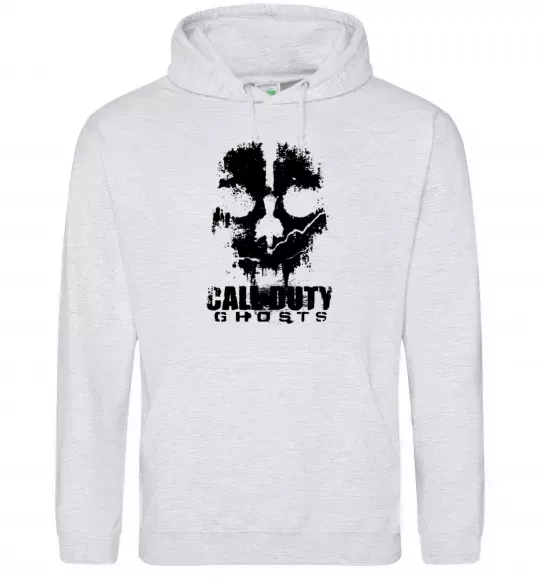 Чоловіча толстовка (худі) Call of Duty ghosts with skull Сірий меланж фото