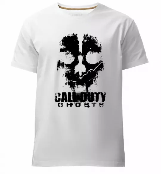 Мужская премиум футболка Call of Duty ghosts with skull Белый фото