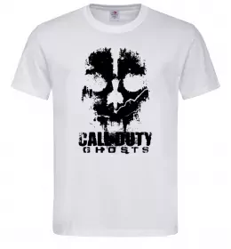 Мужская футболка Call of Duty ghosts with skull Белый фото