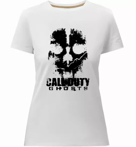 Жіноча преміум футболка Call of Duty ghosts with skull Білий фото